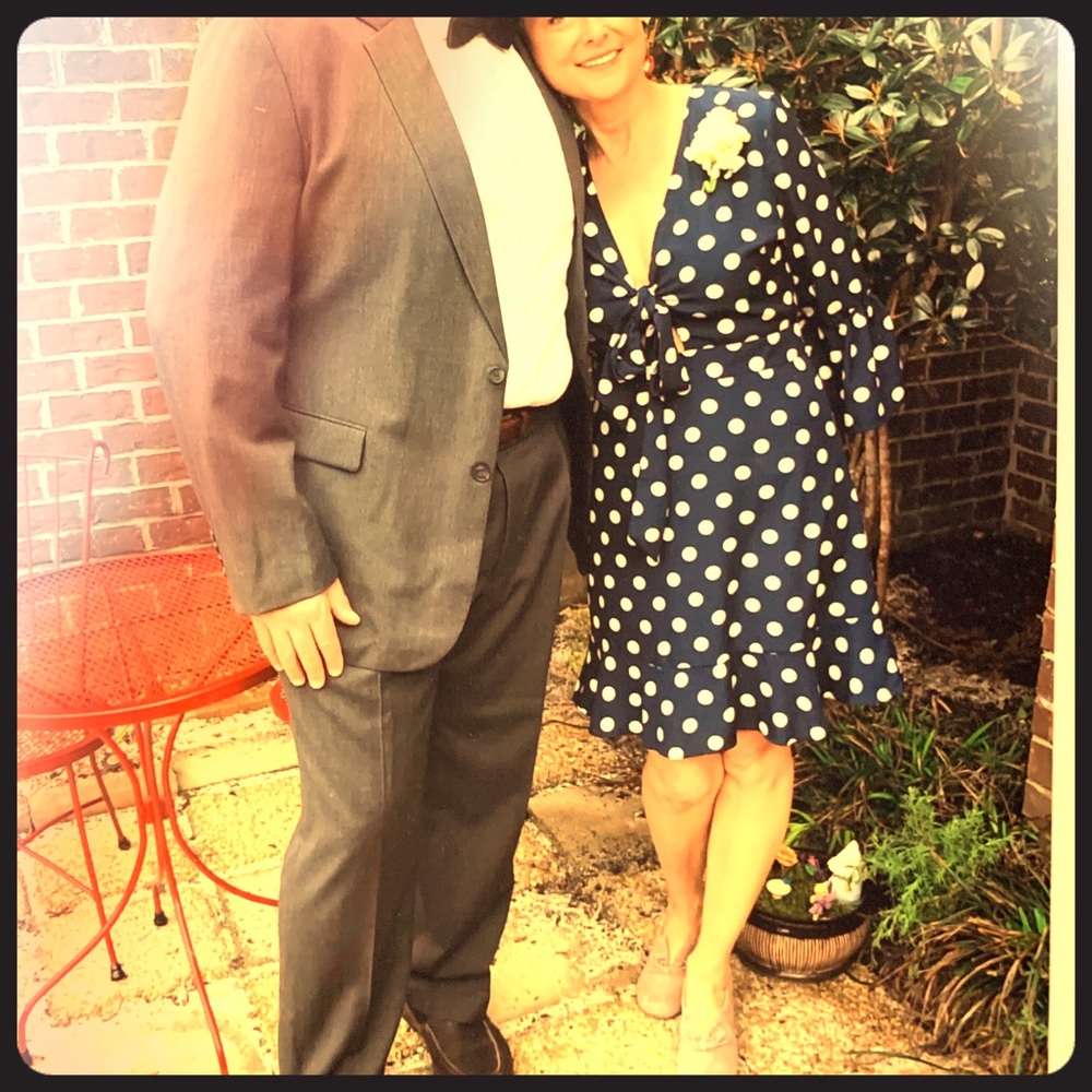 Navy blue polka dot dress